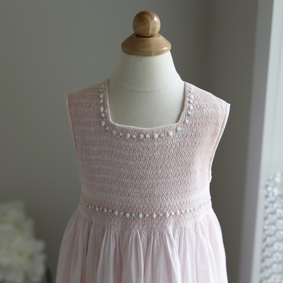 Strasburg Dress Pink Hand Smocked Embroidery 100% Cotton Sleeveless RARE FIND - Picture 5 of 6